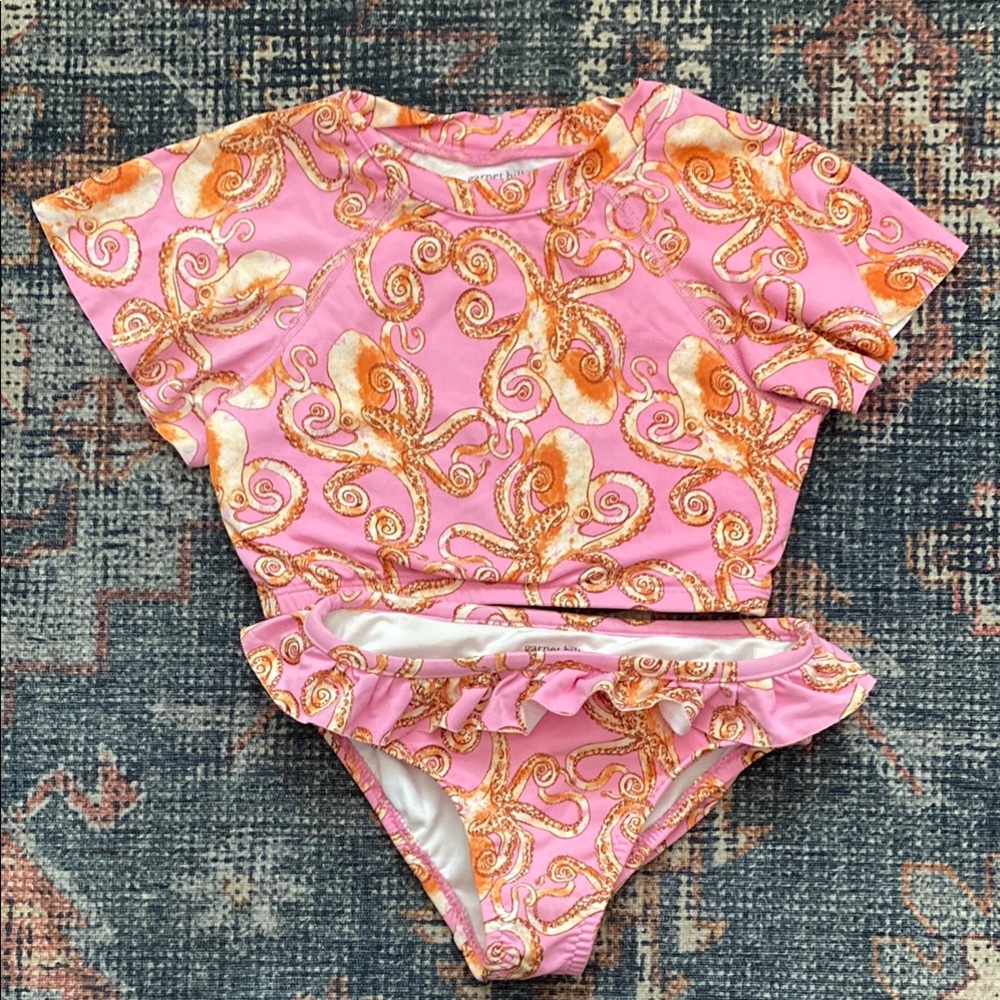 ☀️NWOT Garnet Hill Kids Octopus Rashguard Swim Set